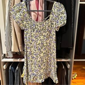 Zara Floral Print Dress with Puff Sleeves